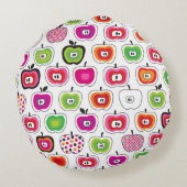 かわいいレトロのりんごパターン ラウンドクッション (裏面)
