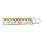 かわいいレトロのりんごパターン リストバンドキーホルダー (鍵右)