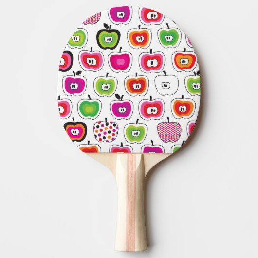 かわいいレトロのりんごパターン 卓球ラケット (正面)