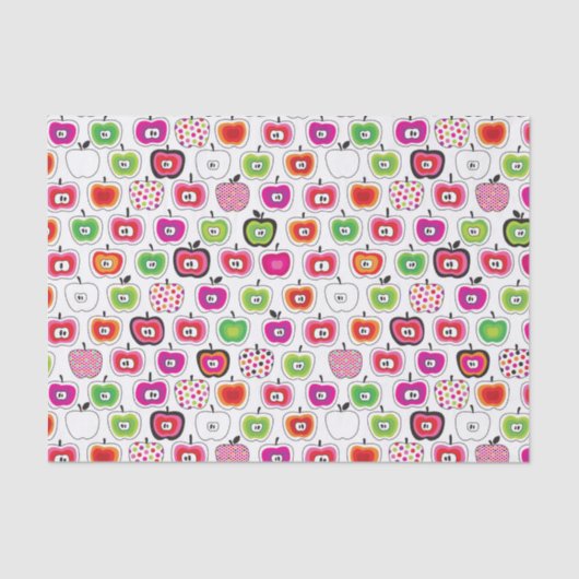 かわいいレトロのりんごパターン 薄葉紙 (正面)