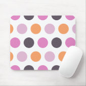 かわいいレトロのオレンジ紫色のピンクの水玉模様パターン マウスパッド (マウス)