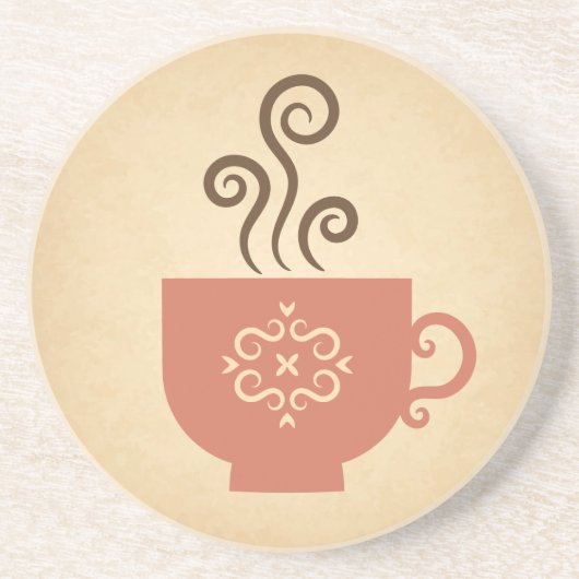 かわいいレトロのコーヒーやティーカップの熟成した紙のテクスチャ コースター (正面)