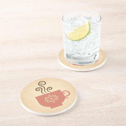 かわいいレトロのコーヒーやティーカップの熟成した紙のテクスチャ コースター (側面)