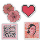 かわいいレトロのステッカーパック シール (正面)