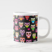 かわいいレトロのフクロウのマグ ジャンボコーヒーマグカップ (右)