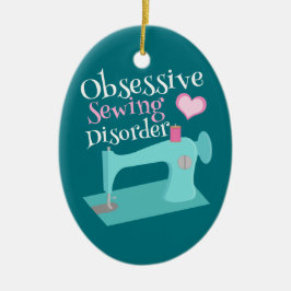 かわいいレトロのミシンの裁縫婦 セラミックオーナメント