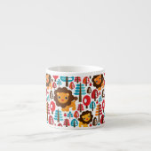 かわいいレトロのライオンはイラストレーションをからかいます エスプレッソカップ (正面)