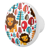 かわいいレトロのライオンはイラストレーションをからかいます セラミックノブ (右)