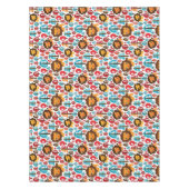 かわいいレトロのライオンはイラストレーションをからかいます テーブルクロス (正面)