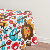 かわいいレトロのライオンはイラストレーションをからかいます テーブルクロス (インサイチュ)