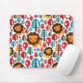 かわいいレトロのライオンはイラストレーションをからかいます マウスパッド (マウス)