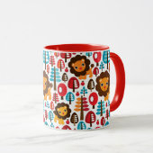 かわいいレトロのライオンはイラストレーションをからかいます マグカップ (正面右)