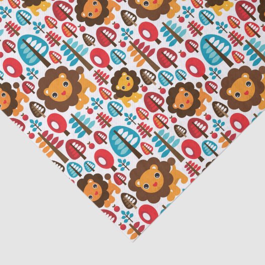 かわいいレトロのライオンはイラストレーションをからかいます 薄葉紙 (詳細)