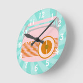 かわいいレトロのラジオ ラウンド壁時計 (傾斜)
