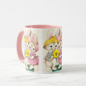 かわいいレトロのヴィンテージのイースターのウサギの休日のマグ マグカップ (正面左)