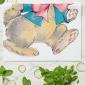 かわいいレトロのヴィンテージのイースターのウサギの休日 キッチンタオル (折り畳み)