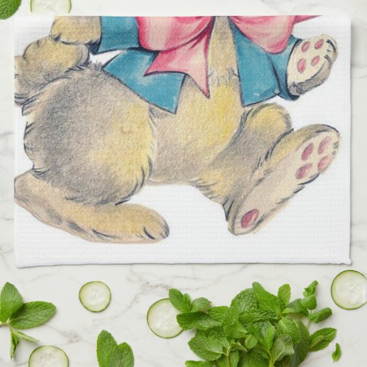 かわいいレトロのヴィンテージのイースターのウサギの休日 キッチンタオル (折り畳み)