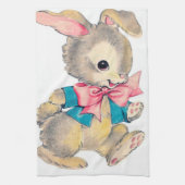 かわいいレトロのヴィンテージのイースターのウサギの休日 キッチンタオル (縦)