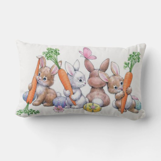 かわいいレトロのヴィンテージのイースターのウサギの装飾の枕 ランバークッション (裏面)