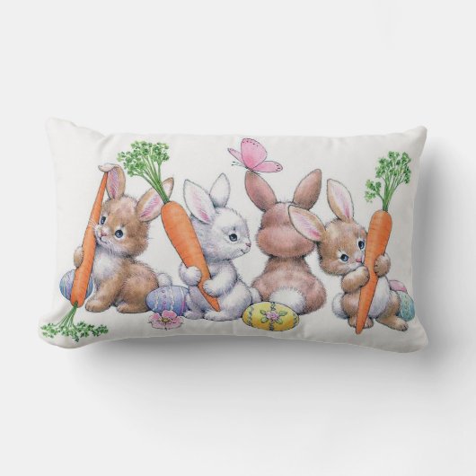 かわいいレトロのヴィンテージのイースターのウサギの装飾の枕 ランバークッション (正面)