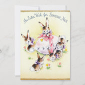 かわいいレトロのヴィンテージのイースターのウサギはメッセージを加えます シーズンカード (正面)