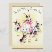 かわいいレトロのヴィンテージのイースターのウサギはメッセージを加えます シーズンカード (正面/裏面)