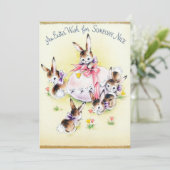 かわいいレトロのヴィンテージのイースターのウサギはメッセージを加えます シーズンカード (スタンド正面)