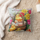 かわいいレトロのヴィンテージのイースターひよこの装飾の枕 クッション (ブランケット)