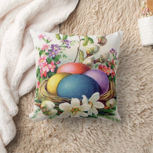 かわいいレトロのヴィンテージのイースターエッグの休日の装飾 クッション (ブランケット)