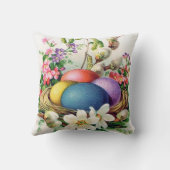かわいいレトロのヴィンテージのイースターエッグの休日の装飾 クッション (裏面)