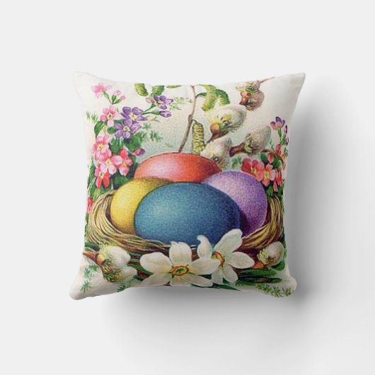かわいいレトロのヴィンテージのイースターエッグの休日の装飾 クッション (裏面)