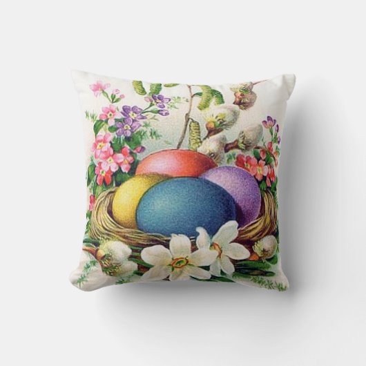 かわいいレトロのヴィンテージのイースターエッグの休日の装飾 クッション (正面)