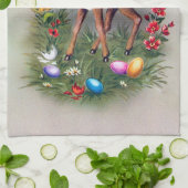 かわいいレトロのヴィンテージのイースターシカの休日タオル キッチンタオル (折り畳み)