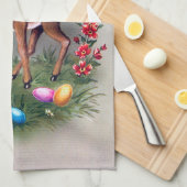 かわいいレトロのヴィンテージのイースターシカの休日タオル キッチンタオル (四つ折り)