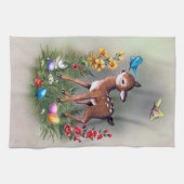 かわいいレトロのヴィンテージのイースターシカの休日タオル キッチンタオル (横)