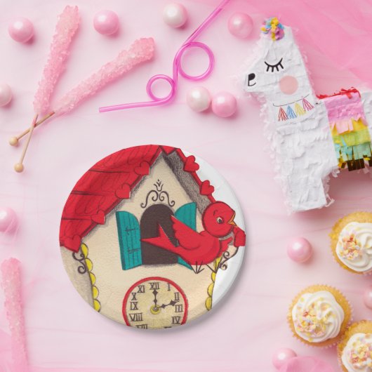 かわいいレトロのヴィンテージのハト時計のパーティー ペーパープレート (パーティー)