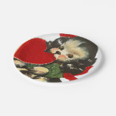 かわいいレトロのヴィンテージのバレンタインの子犬のパーティー ペーパープレート (アングル)