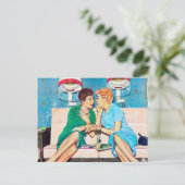 かわいいレトロのヴィンテージの美容室 シーズンポストカード (スタンド正面)