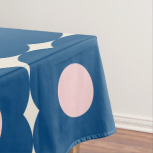 かわいいレトロの幾何学模様青とピンク テーブルクロス