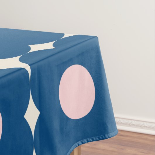 かわいいレトロの幾何学模様青とピンク テーブルクロス (インサイチュ)