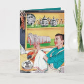 かわいいレトロの掃除婦のアド気持ち ノートカード (正面)