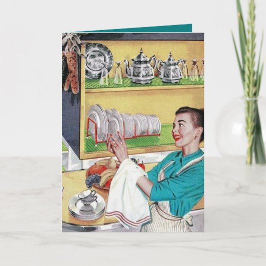 かわいいレトロの掃除婦のアド気持ち ノートカード (正面)