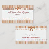 かわいいレトロの縞模様のちょうネクタイの赤 名刺 (正面/裏面)