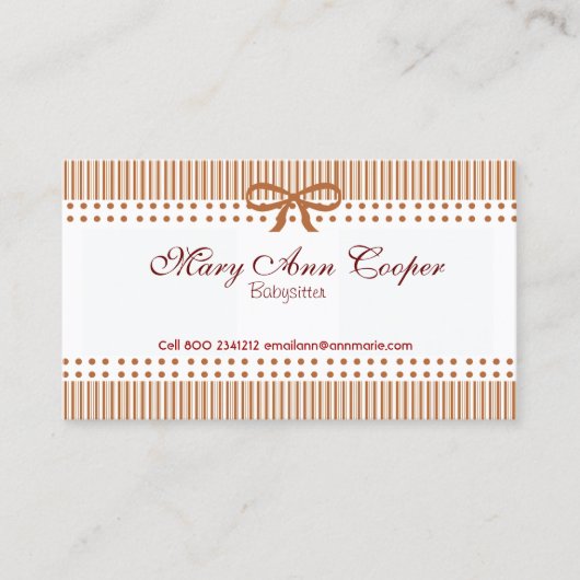 かわいいレトロの縞模様のちょうネクタイの赤 名刺 (正面)