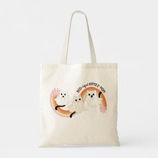 かわいいレトロの美しい幽霊猫ハロウィン トートバッグ (裏面)