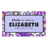 かわいいレトロの花こんにちは私の名前はナース磁気 名札 (正面)