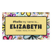 かわいいレトロの花こんにちは私の名前はナース磁気 名札 (正面)