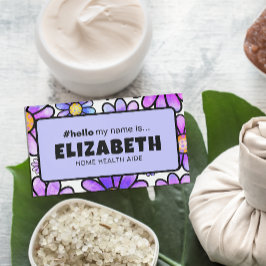 かわいいレトロの花こんにちは私の名前はナース磁気 名札