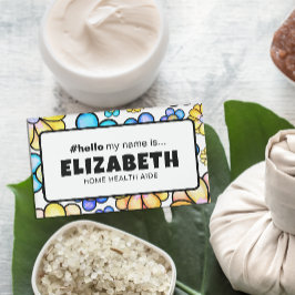 かわいいレトロの花こんにちは私の名前はナース磁気 名札