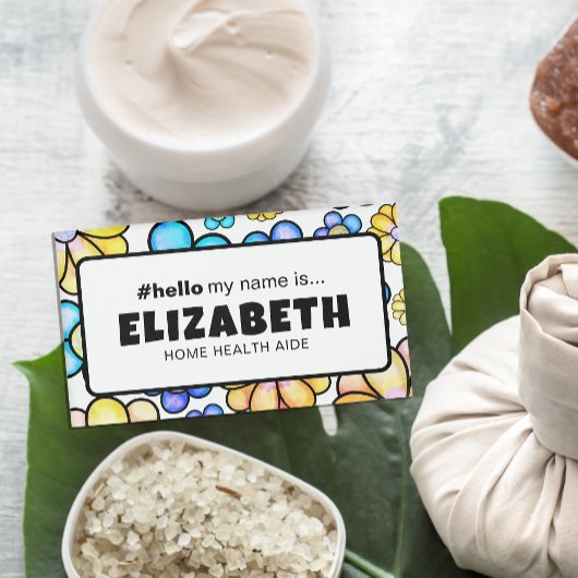 かわいいレトロの花こんにちは私の名前はナース磁気 名札
